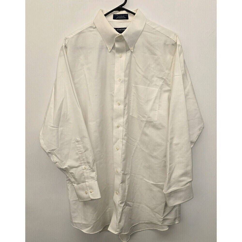 Vintage Stafford Wrinkle Free Oxford Mens Shirt 16 1/2 - 32/33 White (C29)